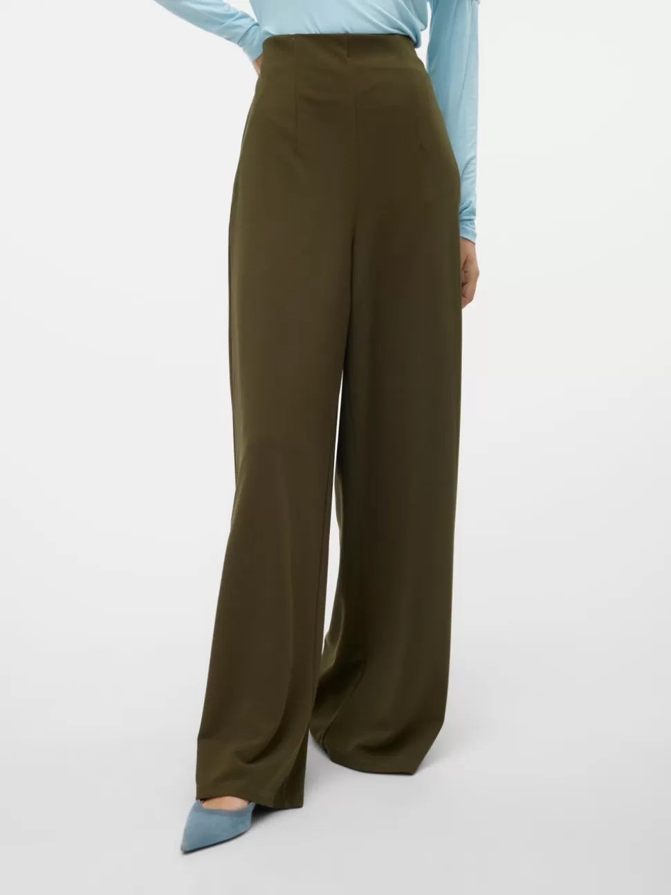 Byxor^VERO MODA VMLIVA Hög Midja Byxor Olive Night