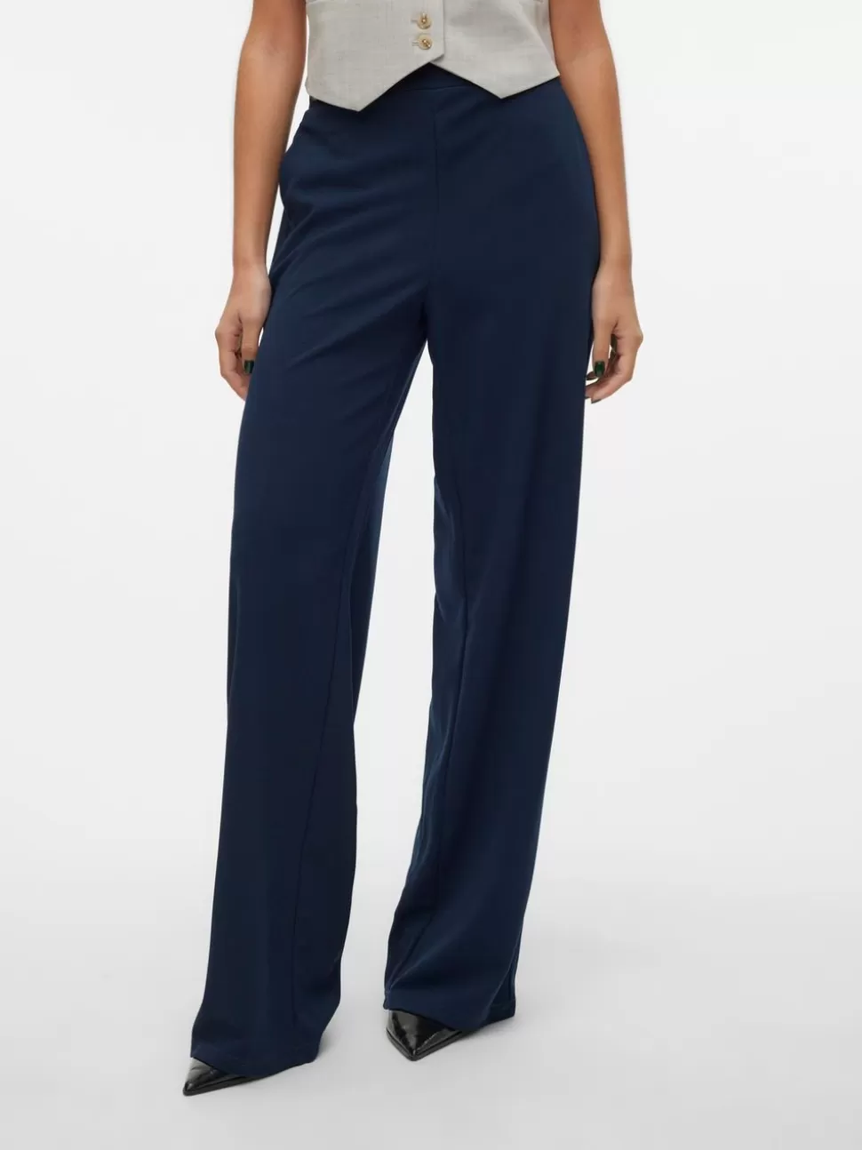 Byxor | Basics^VERO MODA VMLIVA Hög Midja Byxor Navy Blazer