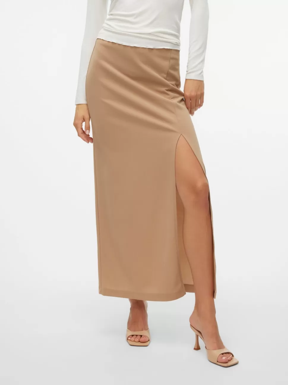 Kjolar^VERO MODA VMLIVA Hög Midja Lång Kjol Silver Mink
