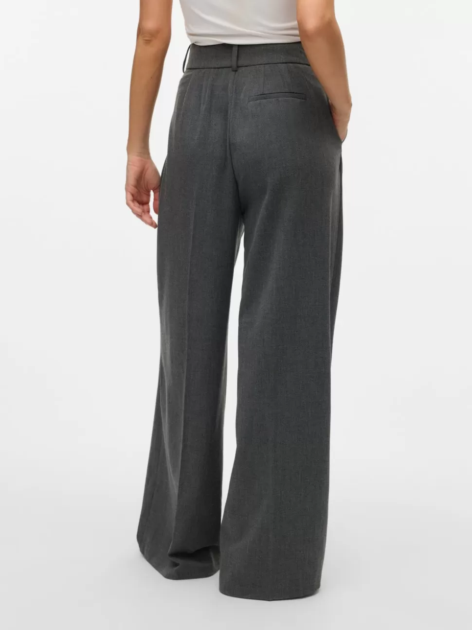 Byxor^VERO MODA VMLOVELY Medelhög Midja Byxor Medium Grey Melange