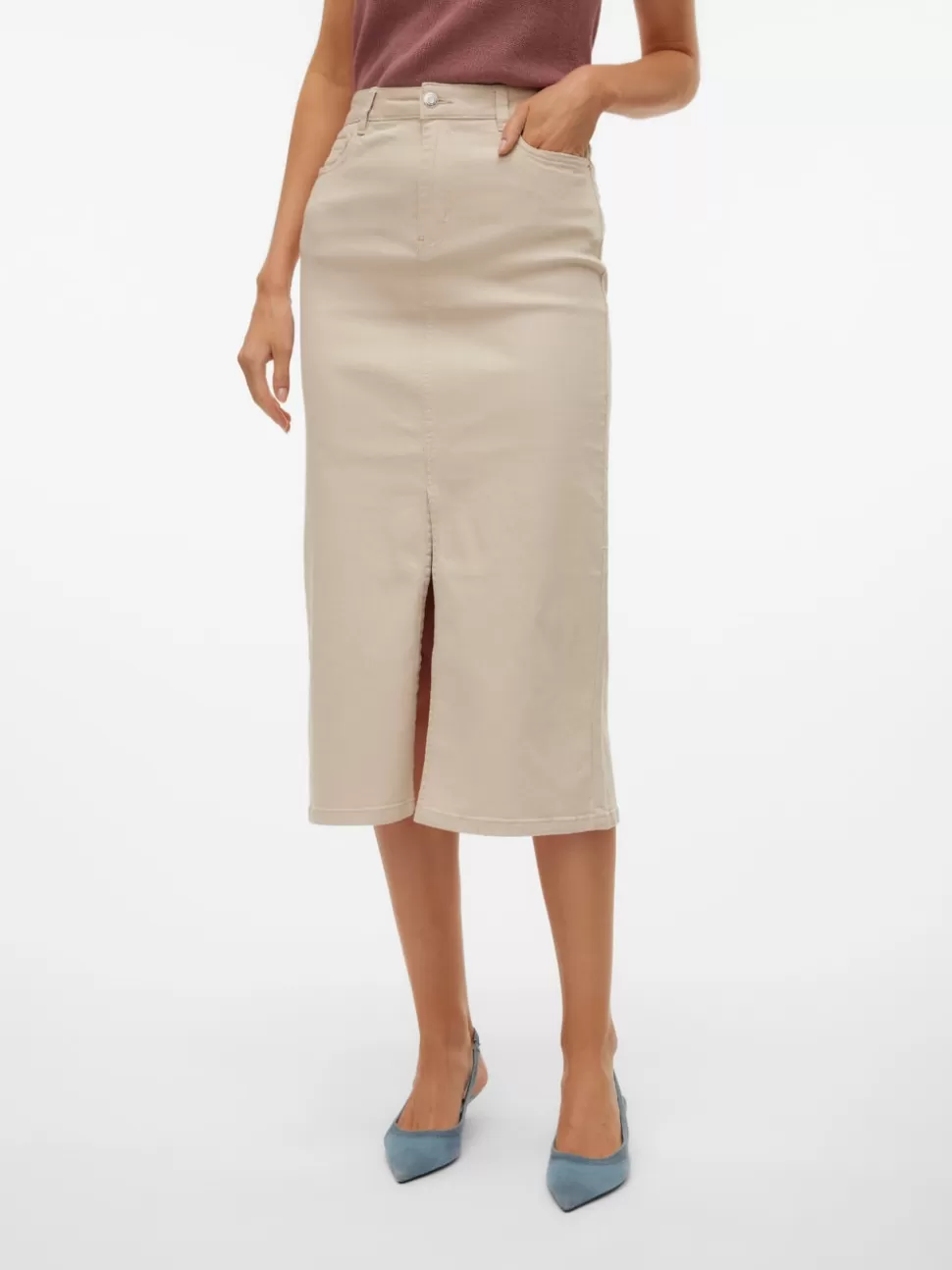 Kjolar^VERO MODA VMLUCKY Hög Midja Lång Kjol Pumice Stone