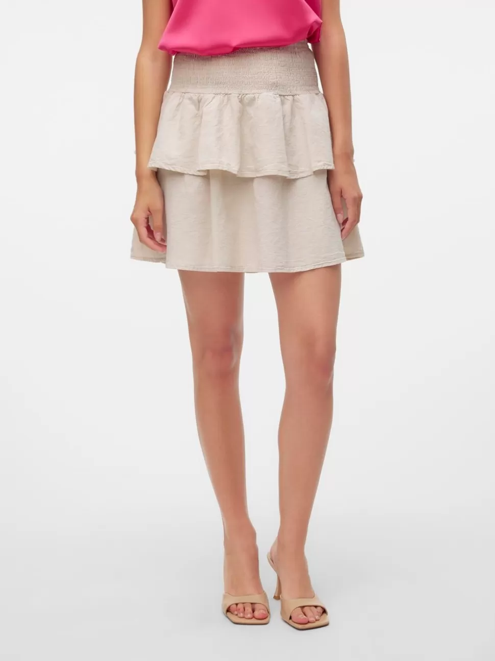 Kjolar^VERO MODA VMLUNA Hög Midja Kort Kjol Silver Lining