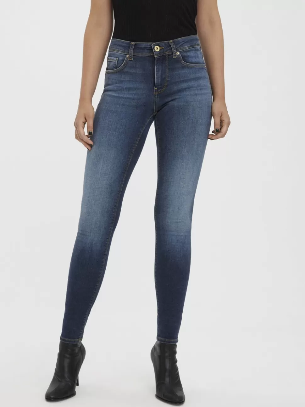 Jeans^VERO MODA VMLUX Medelhög Midja Slim Fit Jeans Dark Blue Denim