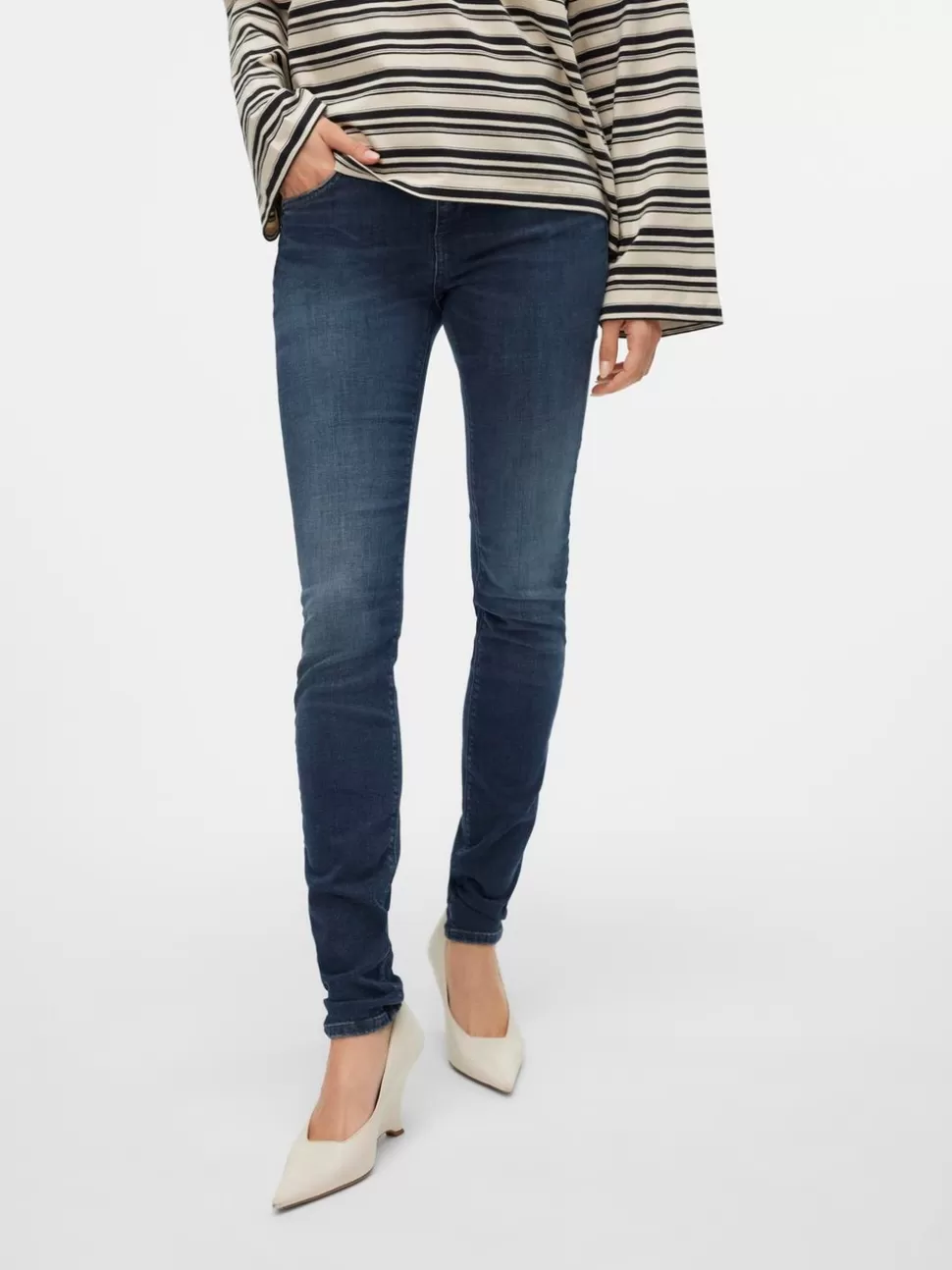 Jeans^VERO MODA VMLUX Medelhög Midja Slim Fit Jeans Dark Blue Denim