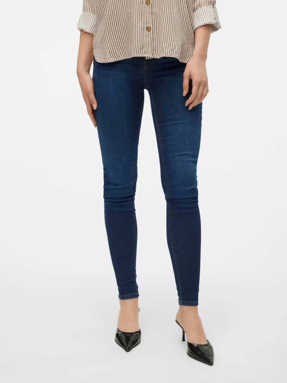 Jeans | Basics^VERO MODA VMLUX Medelhög Midja Slim Fit Jeans Dark Blue Denim