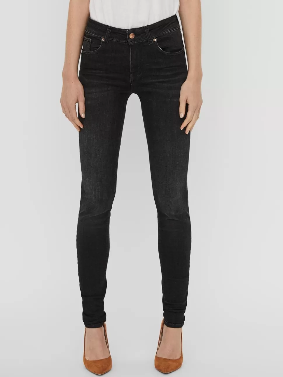 Jeans | Basics^VERO MODA VMLUX Medelhög Midja Slim Fit Jeans Black