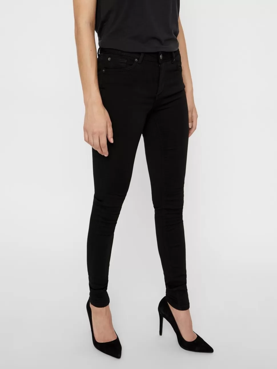 Jeans | Basics^VERO MODA VMLUX Medelhög Midja Slim Fit Jeans Black