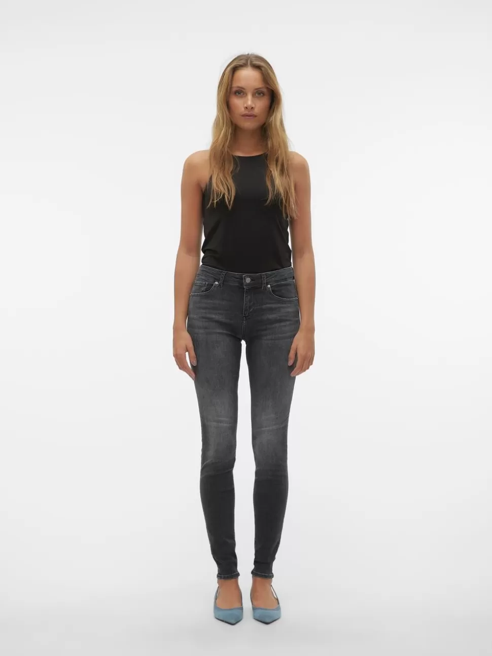 Jeans^VERO MODA VMLUX Medelhög Midja Slim Fit Jeans Black