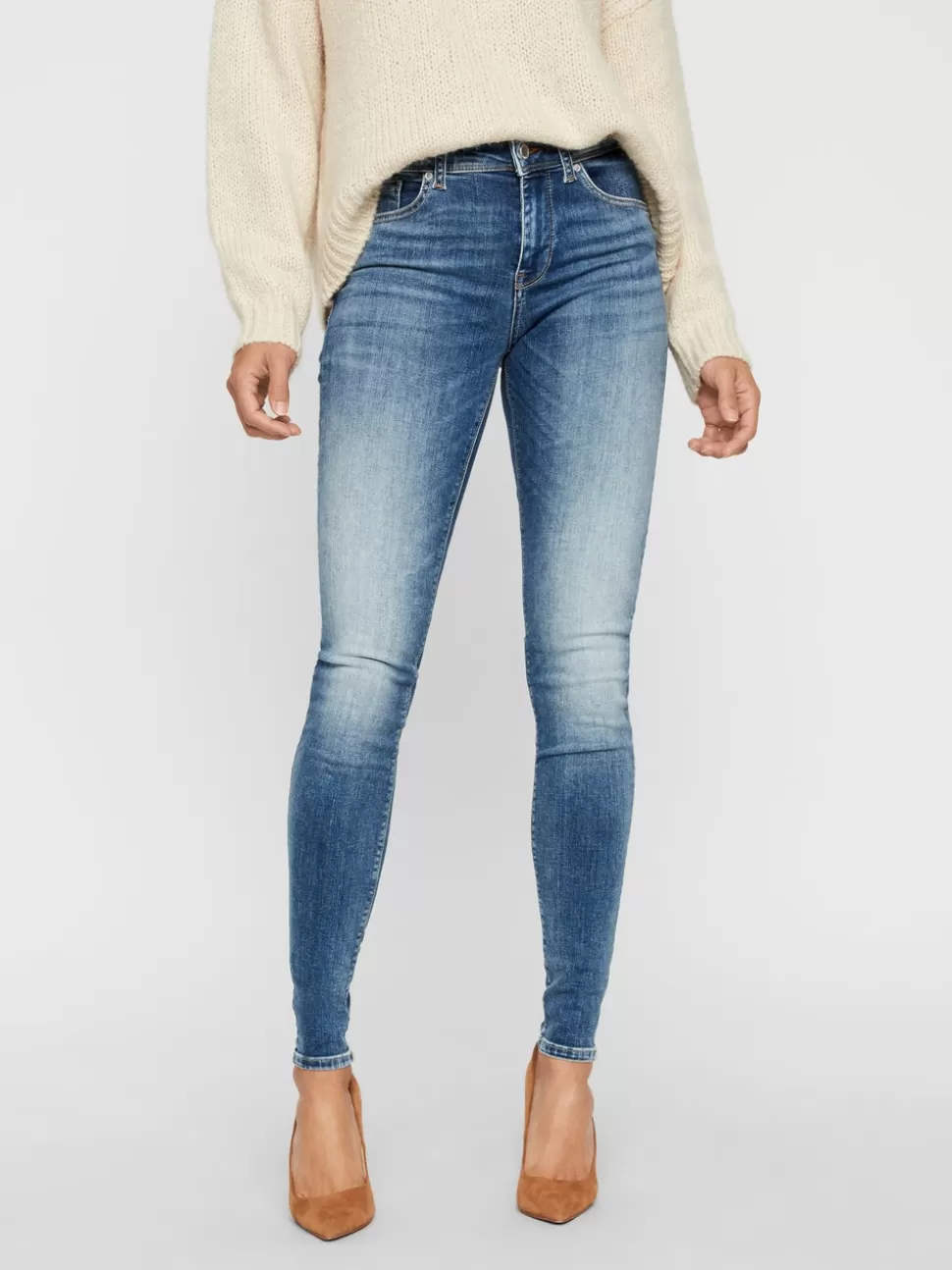 Jeans^VERO MODA VMLUX Medelhög Midja Slim Fit Jeans Medium Blue Denim