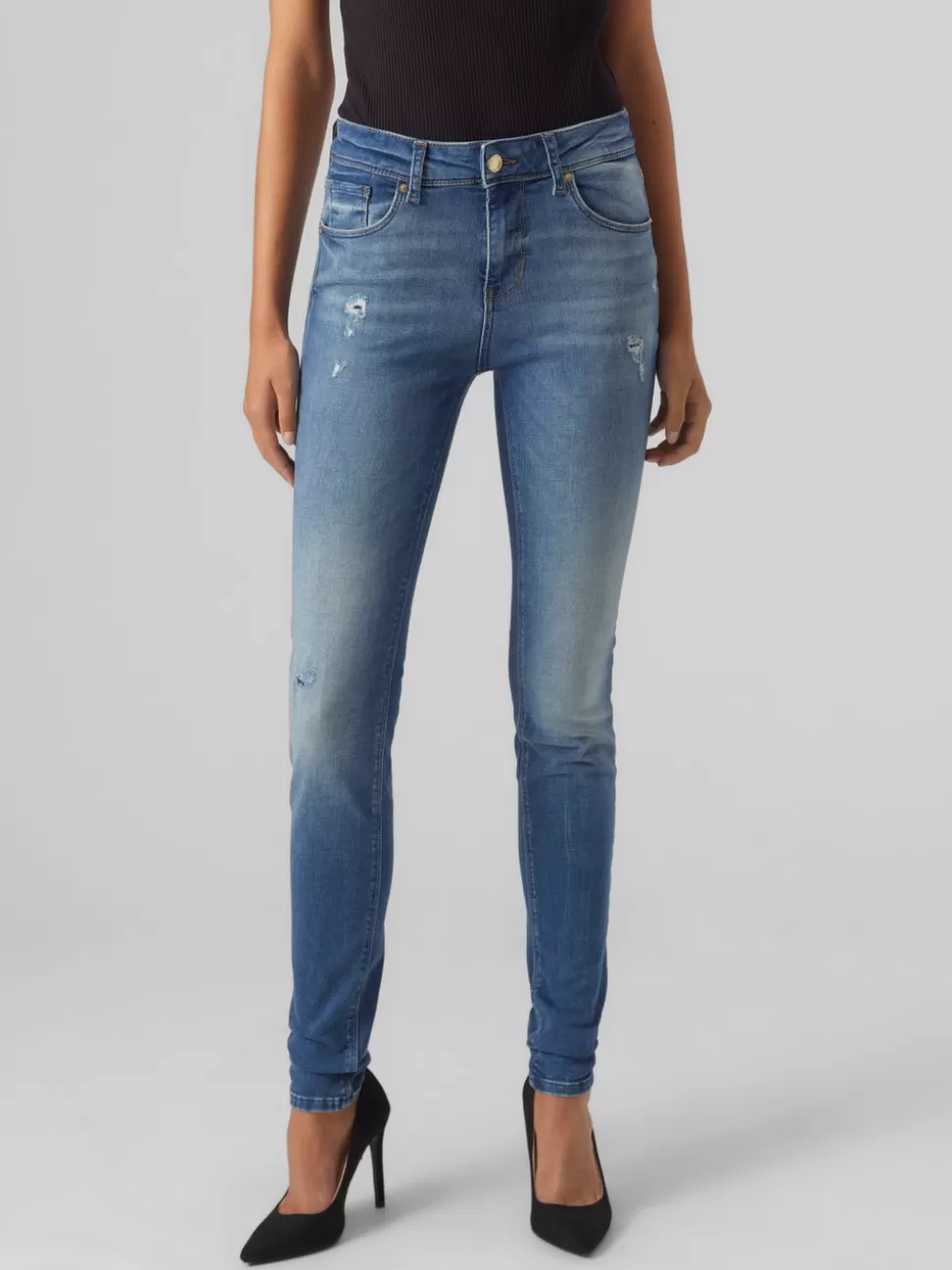 Jeans^VERO MODA VMLUX Medelhög Midja Slim Fit Jeans Medium Blue Denim