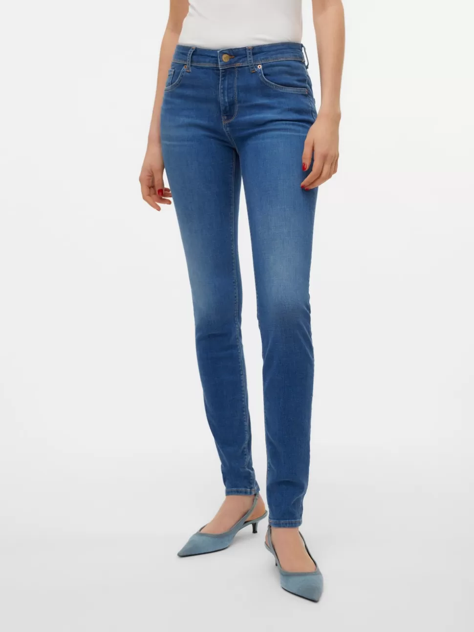 Jeans^VERO MODA VMLUX Medelhög Midja Slim Fit Jeans Medium Blue Denim