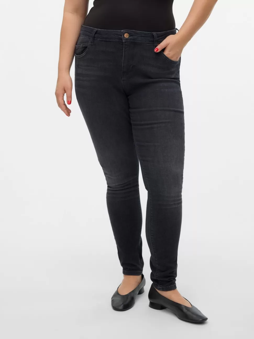 Jeans^VERO MODA VMLUX Medelhög Midja Slim Fit Jeans Black