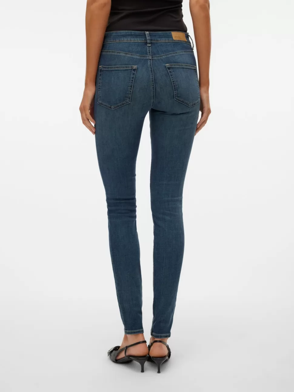 Jeans | Basics^VERO MODA VMLUX Medelhög Midja Slim Fit Jeans Dark Blue Denim