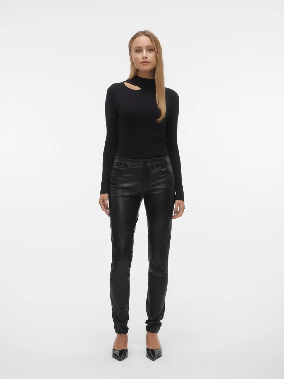 Byxor^VERO MODA VMLUXE Medelhög Midja Byxor Black
