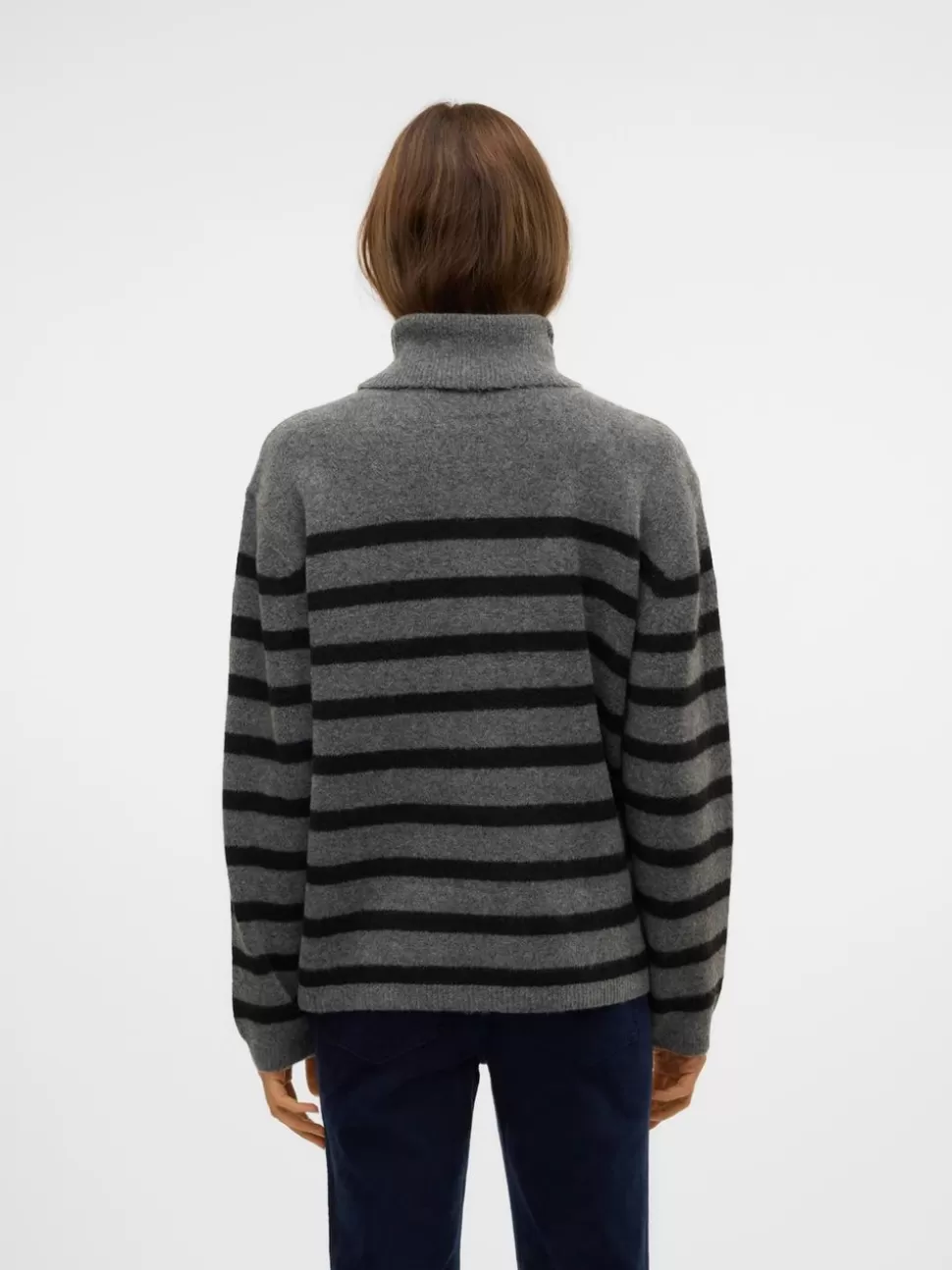 Stickat^VERO MODA VMMARWA Pullover Dark Grey Melange