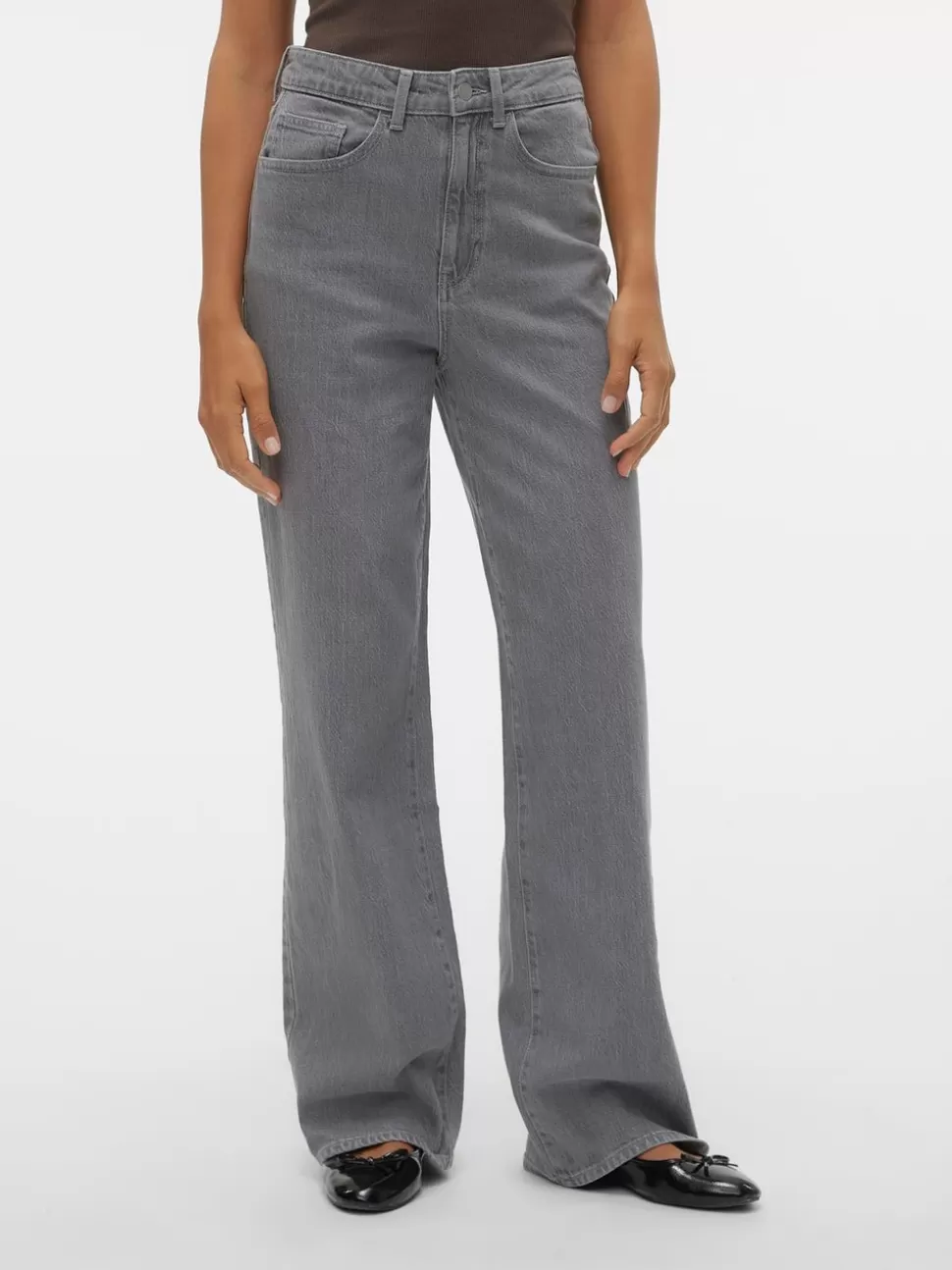 Jeans^VERO MODA VMMATHILDE Hög Midja Vid Passform Jeans Medium Grey Denim