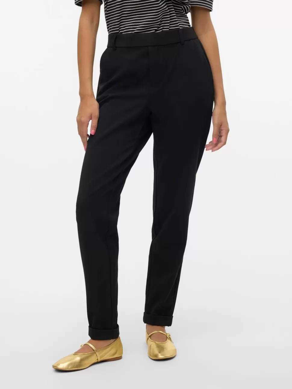 Byxor | Basics^VERO MODA VMMAYA Medelhög Midja Byxor Black