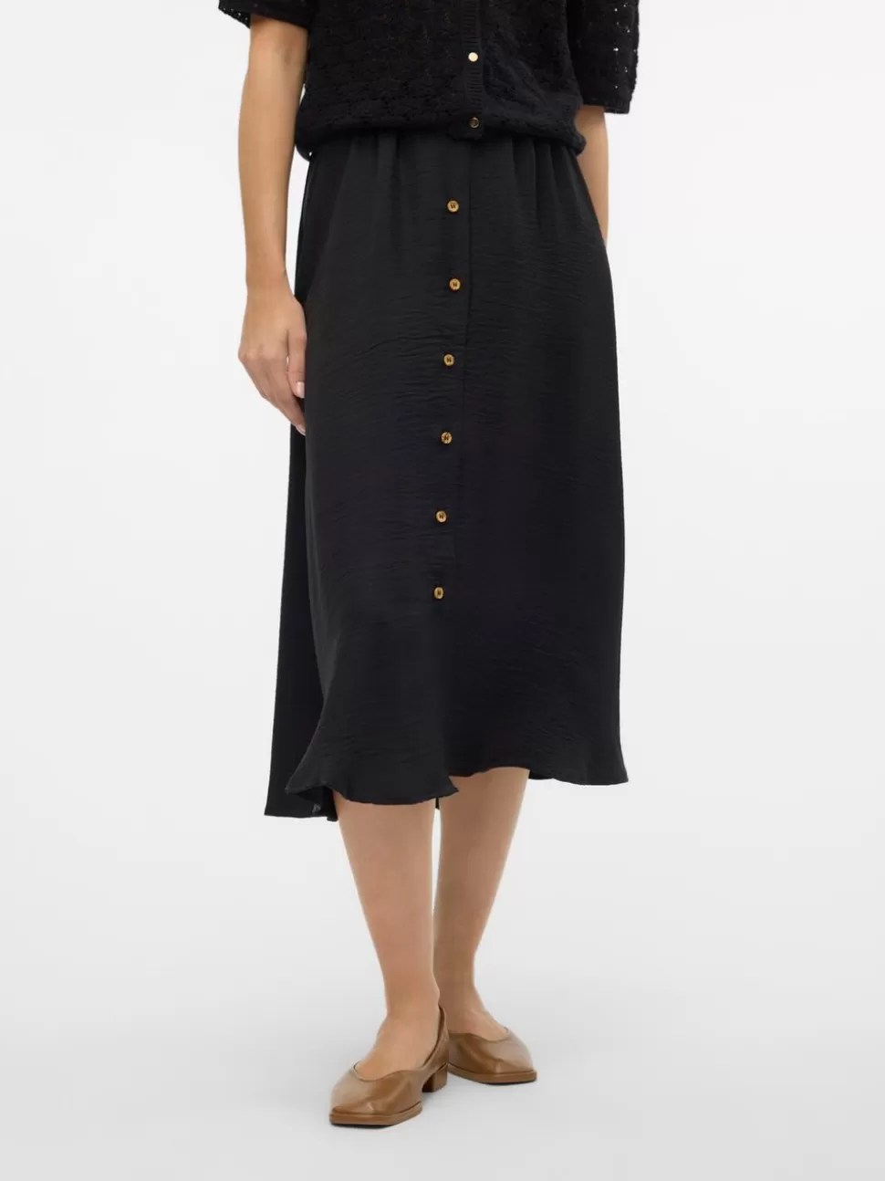 Kjolar^VERO MODA VMMELANEY Hög Midja Lång Kjol Black