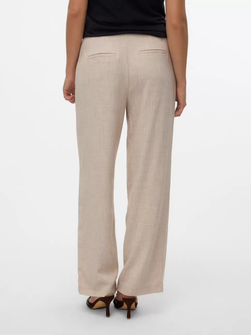 Byxor^VERO MODA VMMELINA Hög Midja Byxor Oatmeal