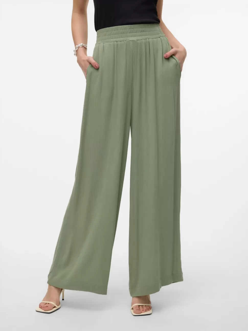 Byxor^VERO MODA VMMENNY Hög Midja Byxor Hedge Green