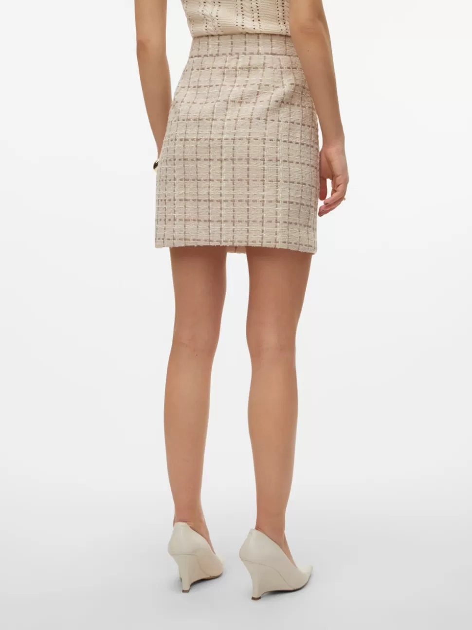 Kjolar^VERO MODA VMMILEY Hög Midja Minikjol Oatmeal