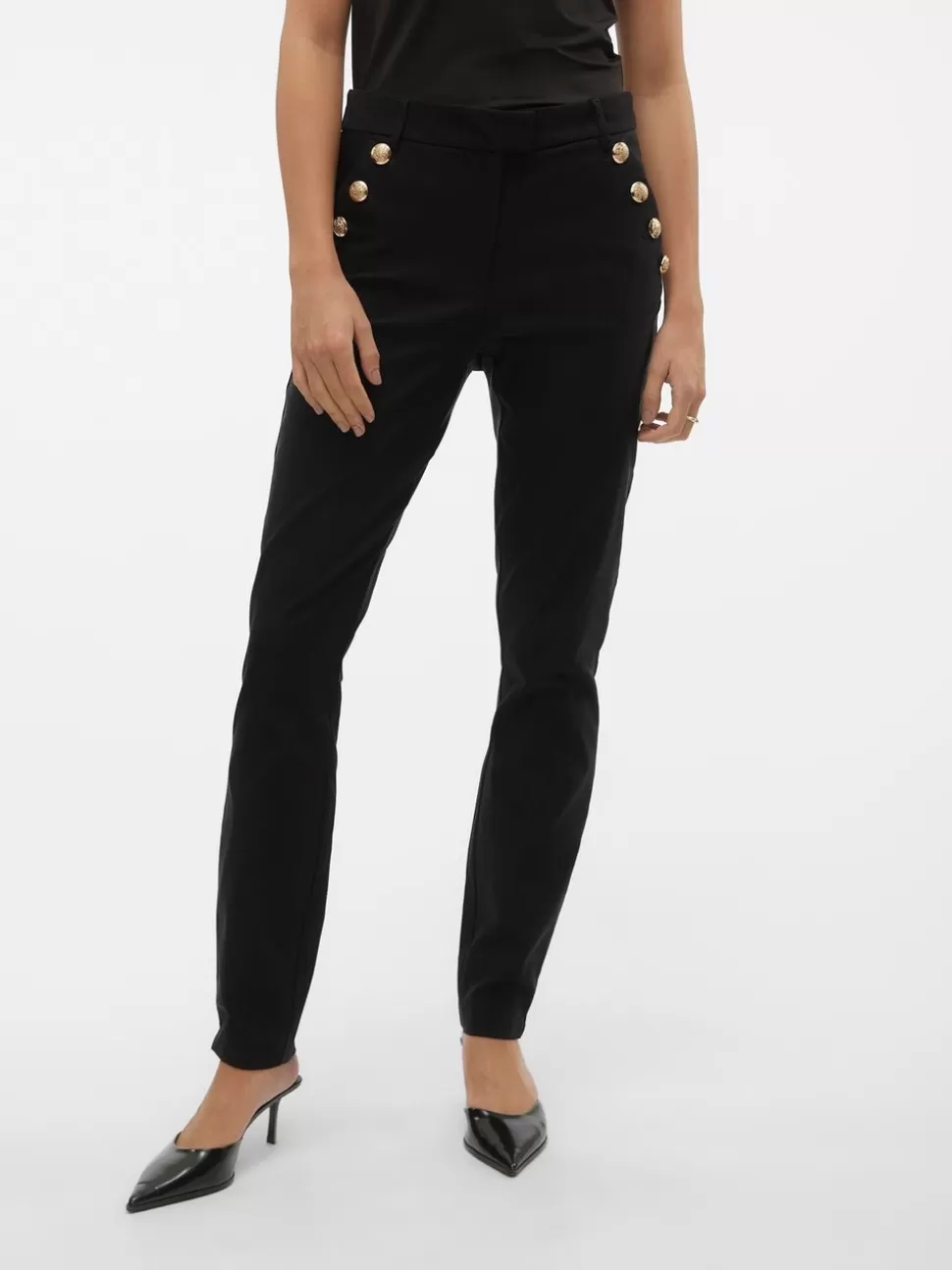 Byxor | Basics^VERO MODA VMMILLE Medelhög Midja Byxor Black