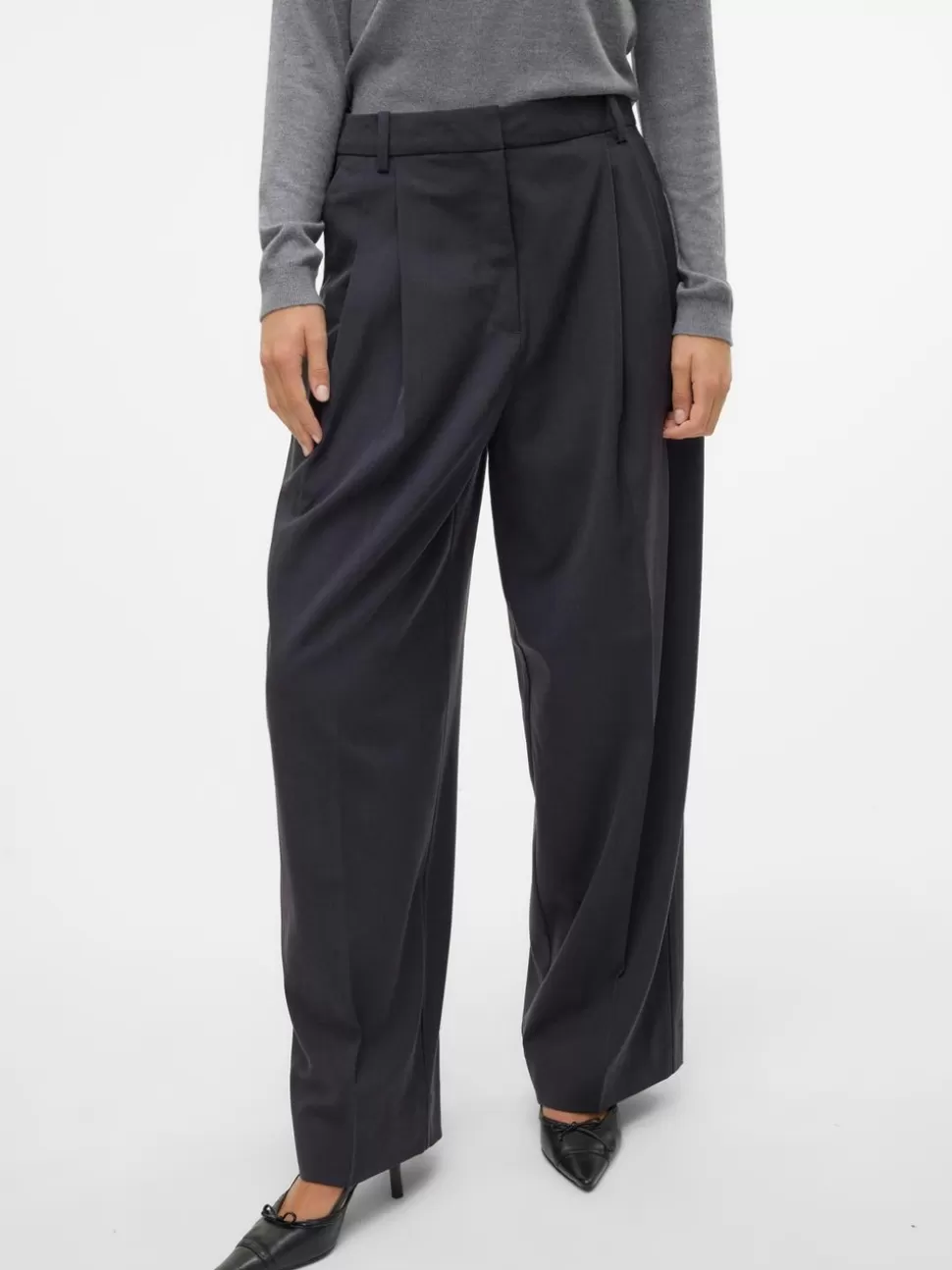 Byxor^VERO MODA VMMILLY Skräddarsydda Byxor Dark Grey Melange