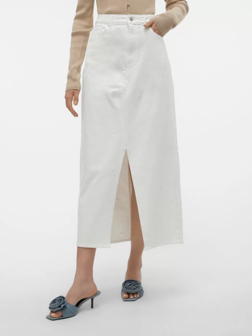Kjolar^VERO MODA VMMINNA Medelhög Midja Lång Kjol Bright White