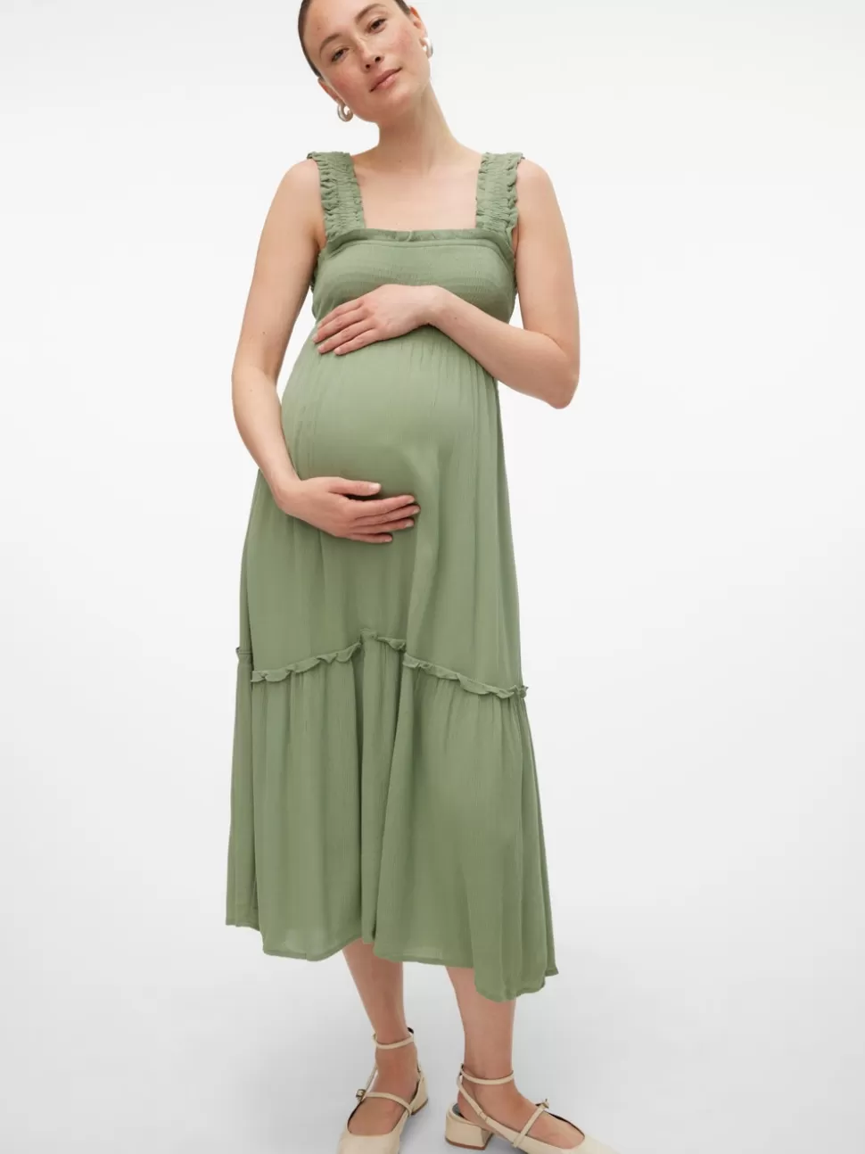Klänningar^VERO MODA VMMMENNY Gravidklänning Hedge Green