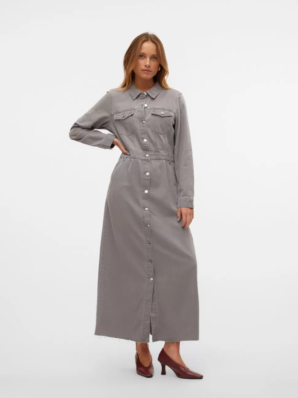 Klänningar^VERO MODA VMMOLLY Lång Klänning Light Grey Denim