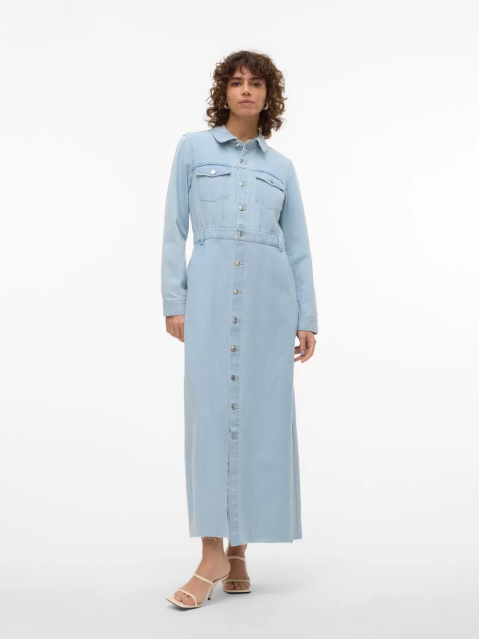 Klänningar^VERO MODA VMMOLLY Lång Klänning Light Blue Denim
