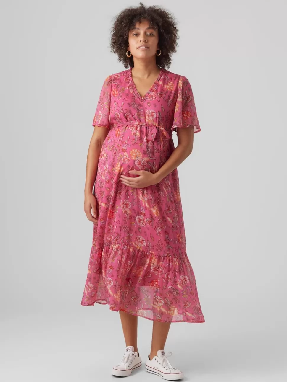 Klänningar^VERO MODA VMMSILO Gravidklänning Pink Yarrow