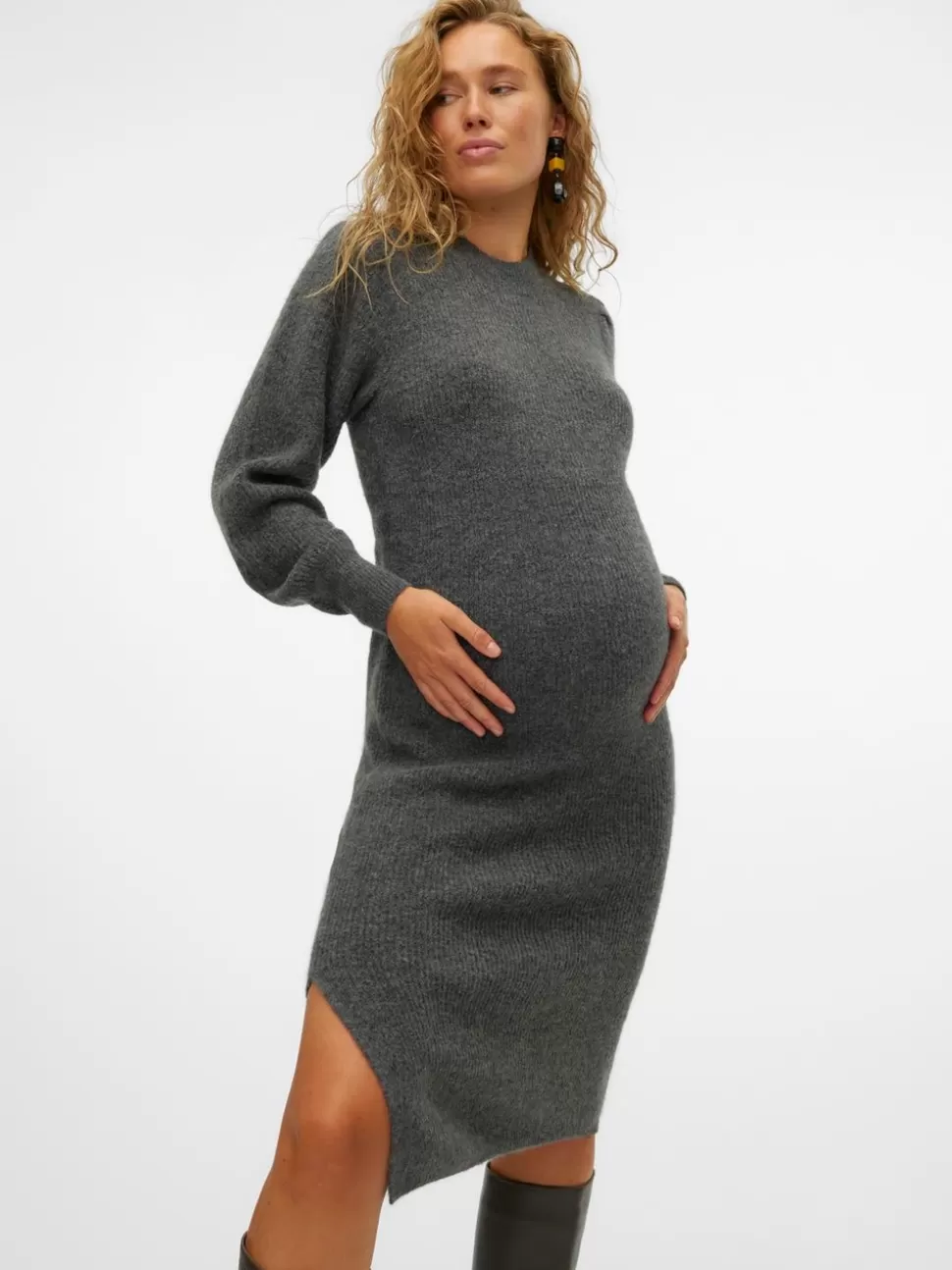 Klänningar^VERO MODA VMMVILLA Gravidklänning Dark Grey Melange
