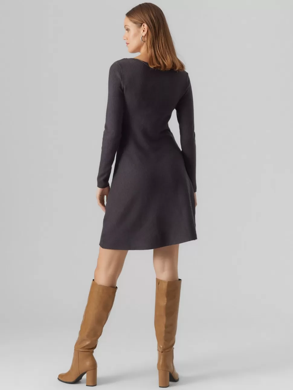 Festkläder^VERO MODA VMNANCY Kort Klänning Dark Grey Melange