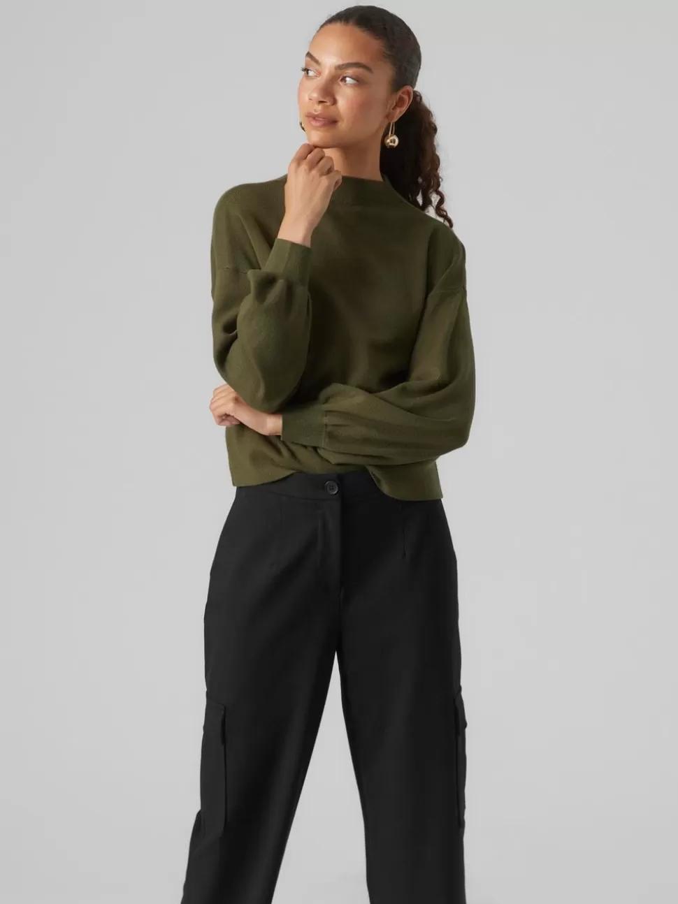 Stickat^VERO MODA VMNANCY Pullover Rifle Green