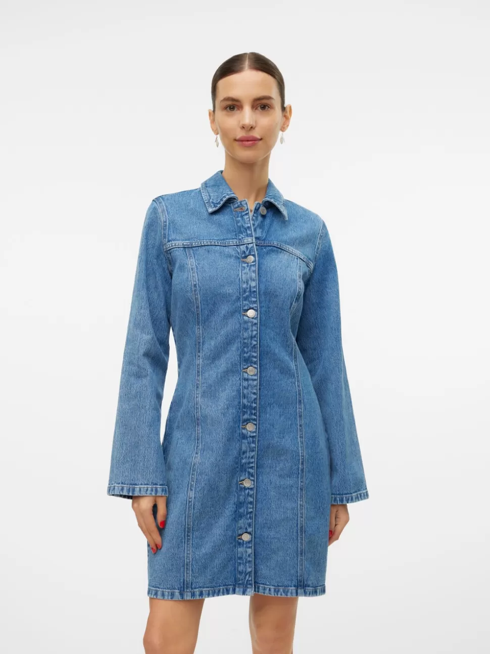Klänningar^VERO MODA VMNELLIE Kort Klänning Medium Blue Denim