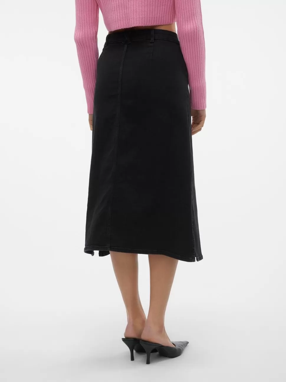 Kjolar^VERO MODA VMNELLY Hög Midja Midikjol Black Denim