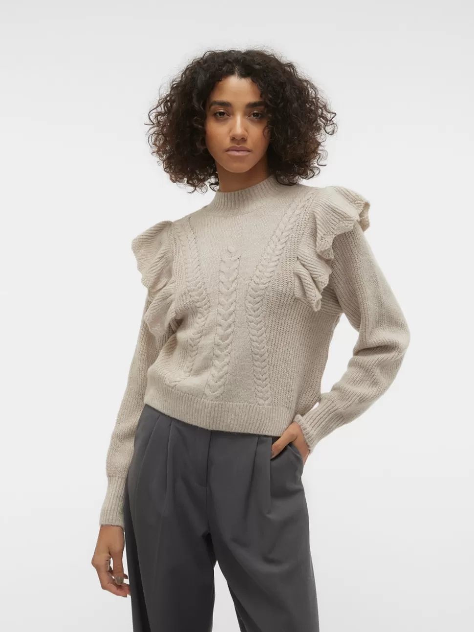 Stickat^VERO MODA VMNEWENYA Pullover Silver Lining