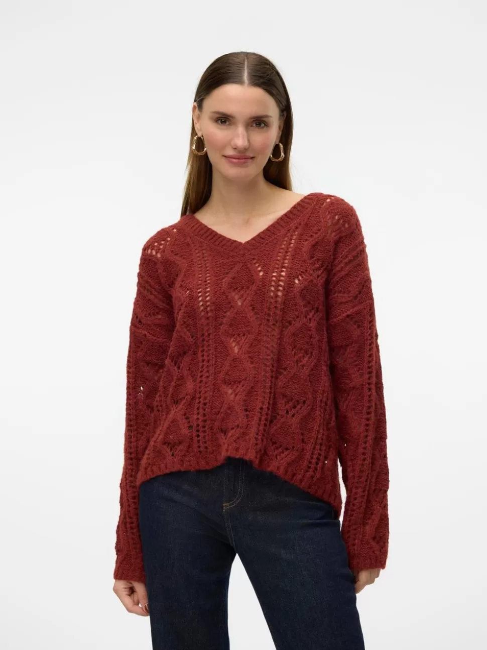 Stickat^VERO MODA VMNEWERINSTRUCTURE Pullover Fired Brick