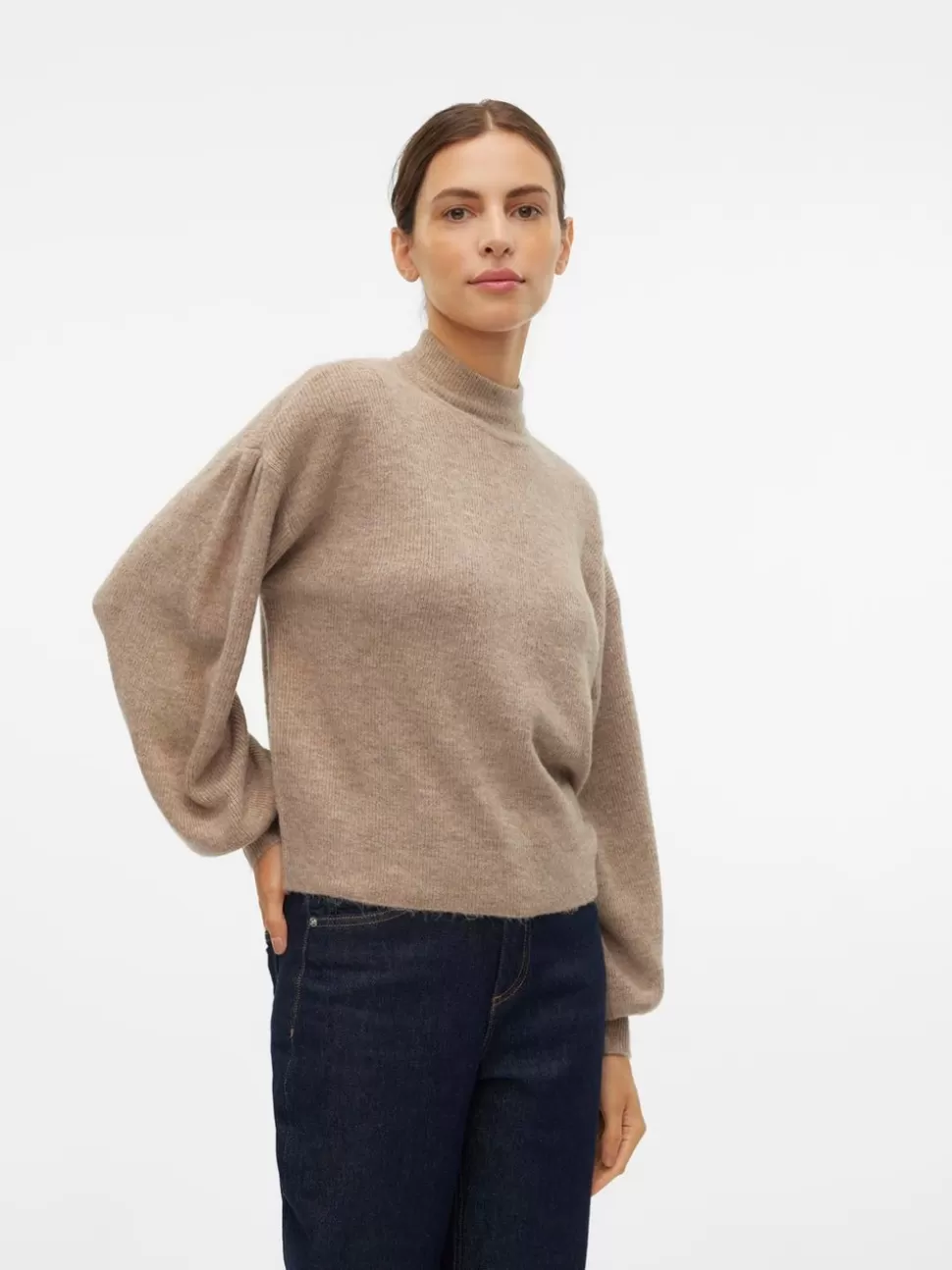 Stickat^VERO MODA VMNEWRUBELLEFILE Pullover Silver Mink