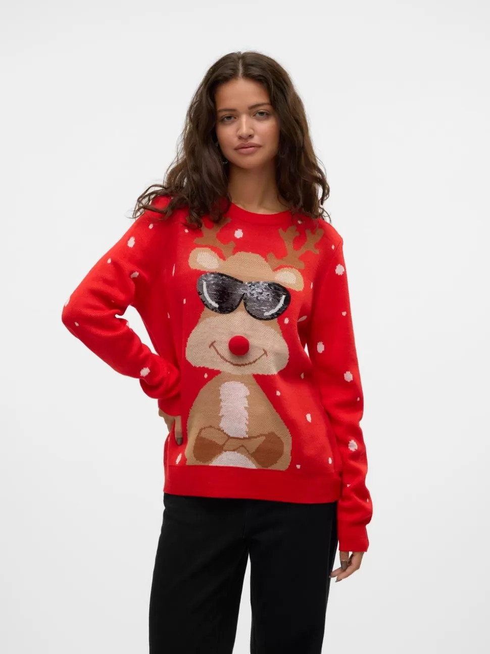 Stickat^VERO MODA VMNEWTINSEL Pullover Chinese Red
