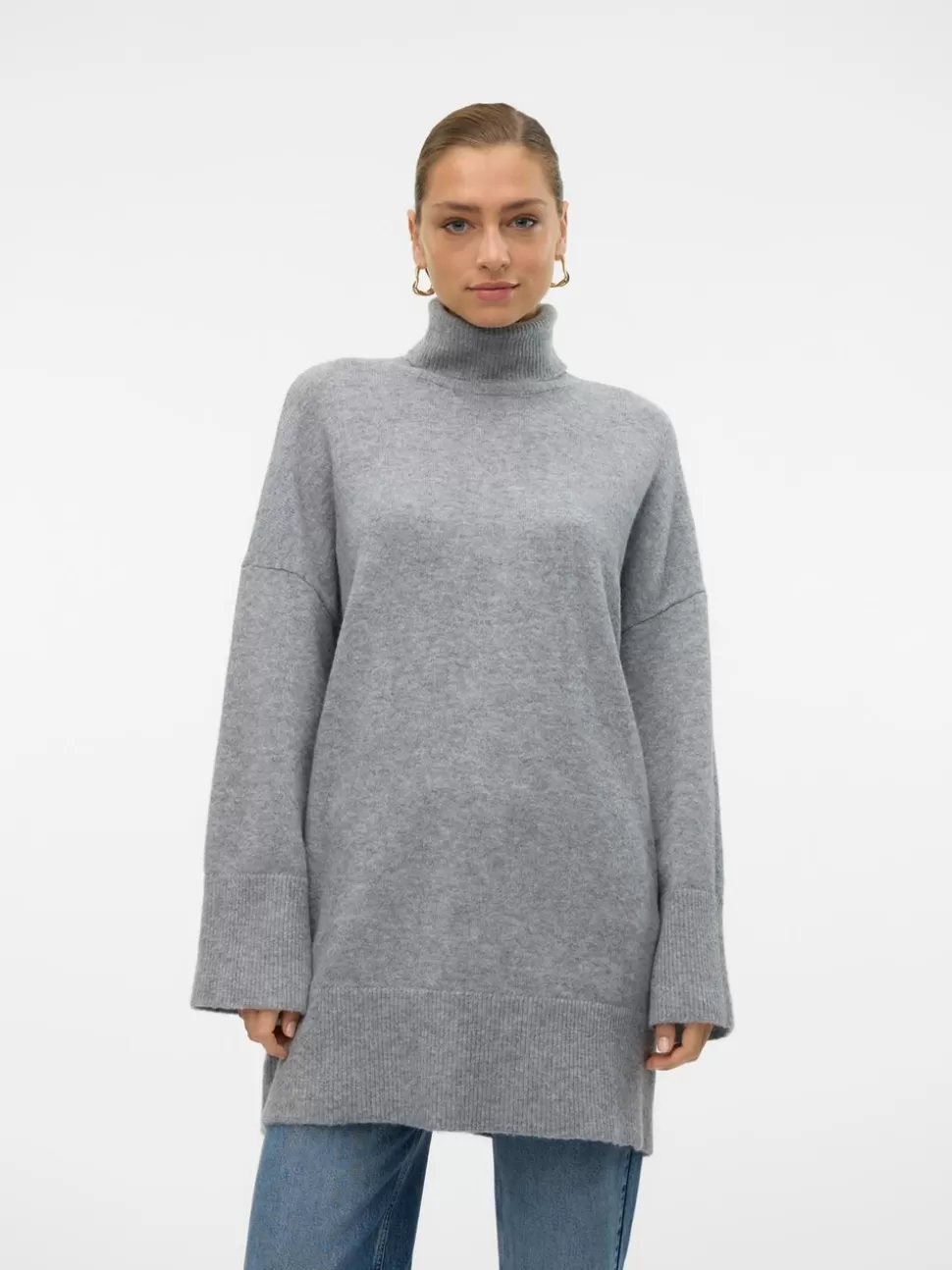 Stickat^VERO MODA VMNINNA Topp Dark Grey Melange