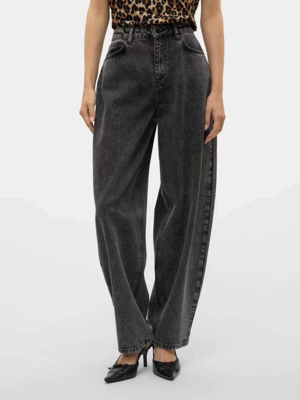 Jeans^VERO MODA VMOLLIE Balloon Fit Jeans Dark Grey Denim