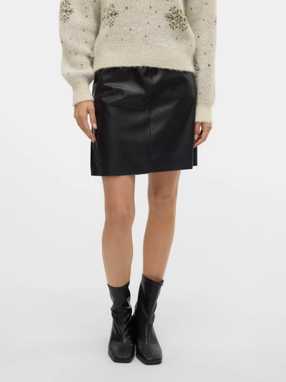 Kjolar^VERO MODA VMOLYMPIA Hög Midja Kort Kjol Black