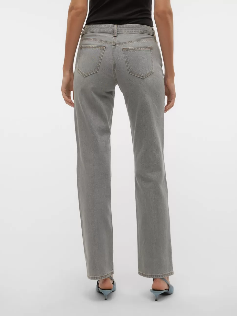 Jeans^VERO MODA VMPAM Låg Midja Rak Passform Jeans Medium Grey Denim