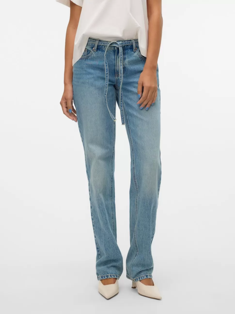 Jeans^VERO MODA VMPAM Rak Passform Jeans Medium Blue Denim