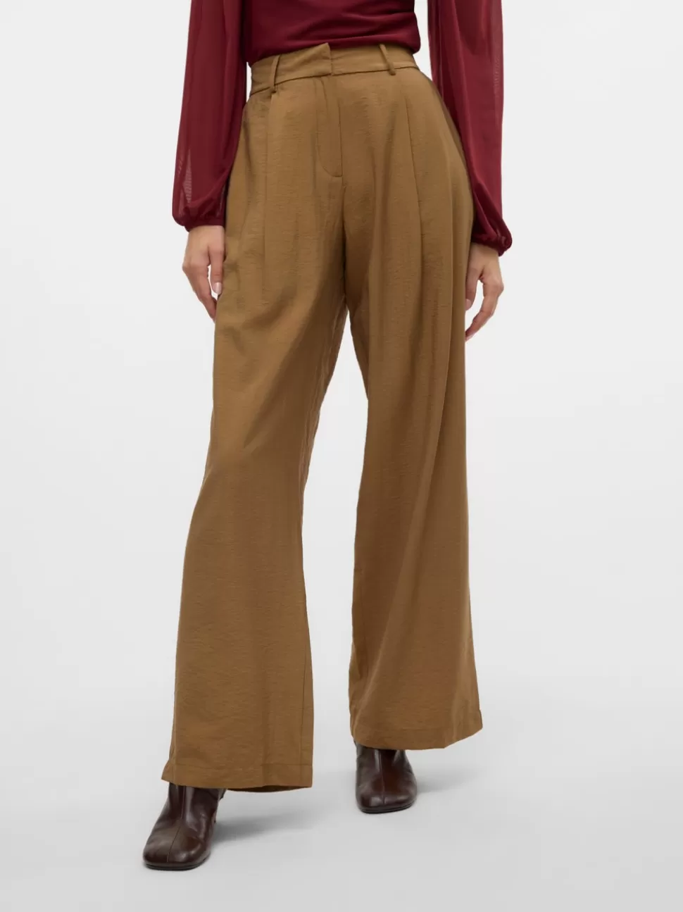 Byxor^VERO MODA VMPERRY Hög Midja Byxor Otter