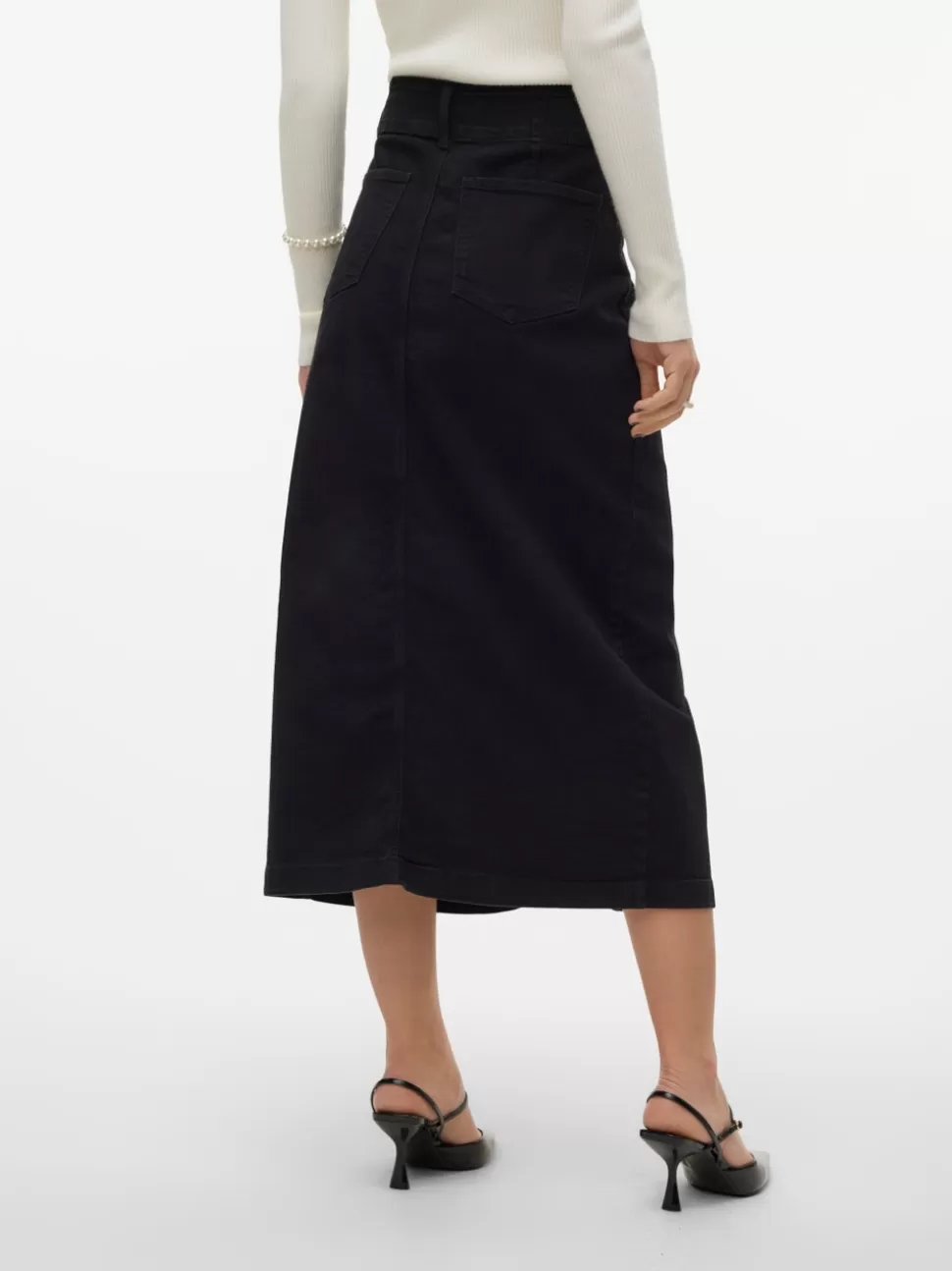 Kjolar^VERO MODA VMPEYTON Midikjol Black Denim