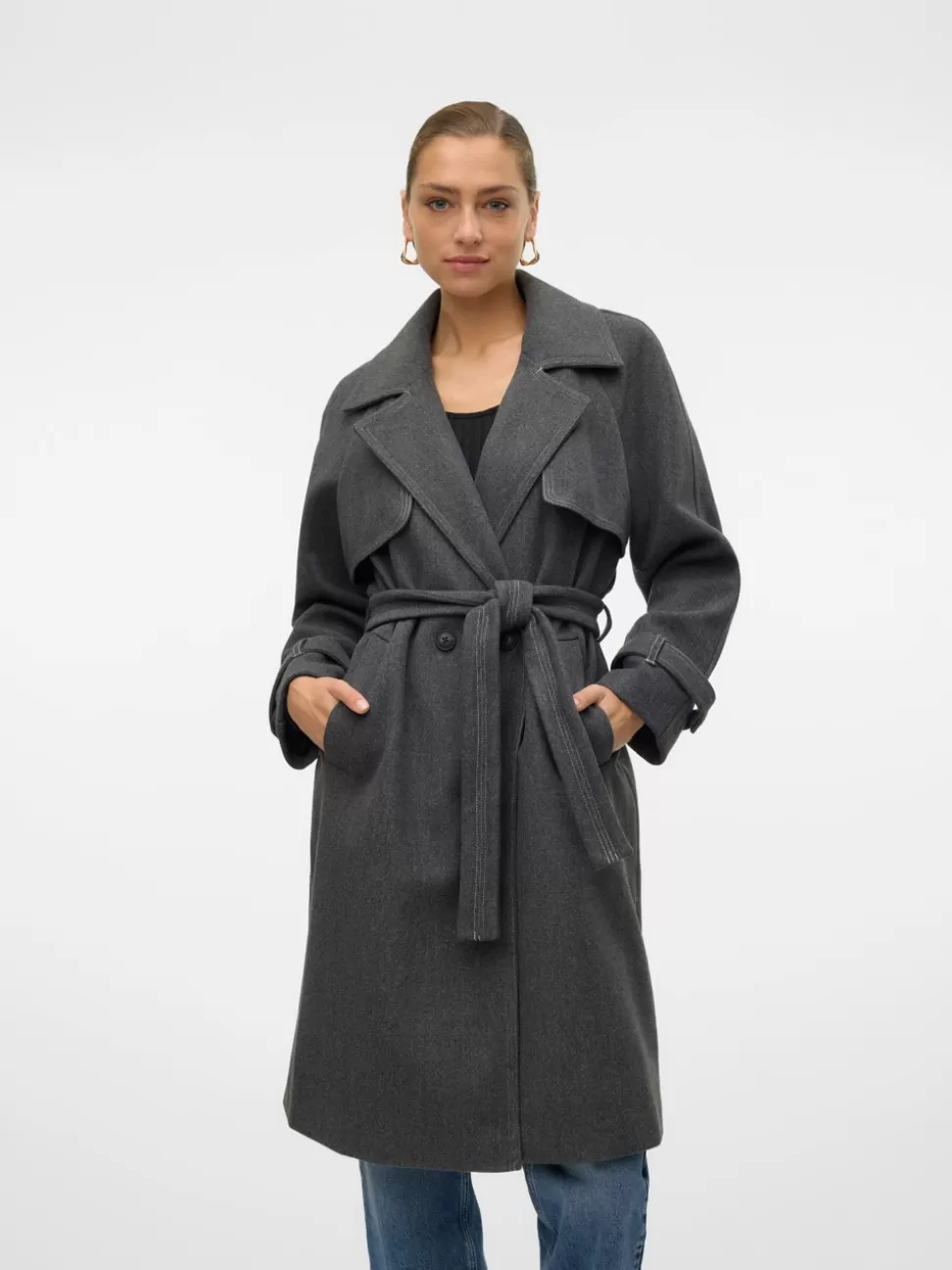 Jackor^VERO MODA VMPOPMILEY Rock Dark Grey Melange