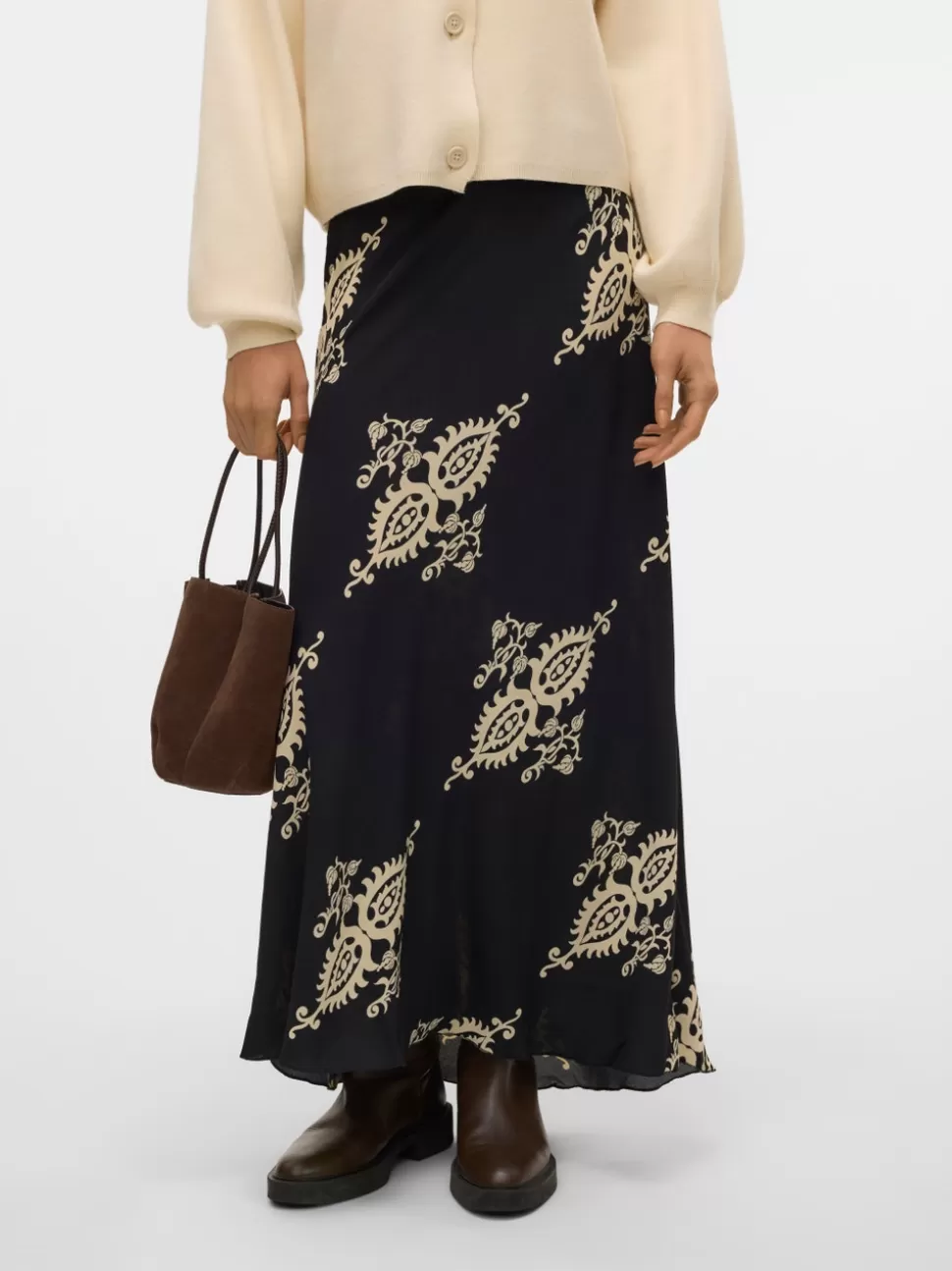 Kjolar^VERO MODA VMQUE Hög Midja Lång Kjol Black